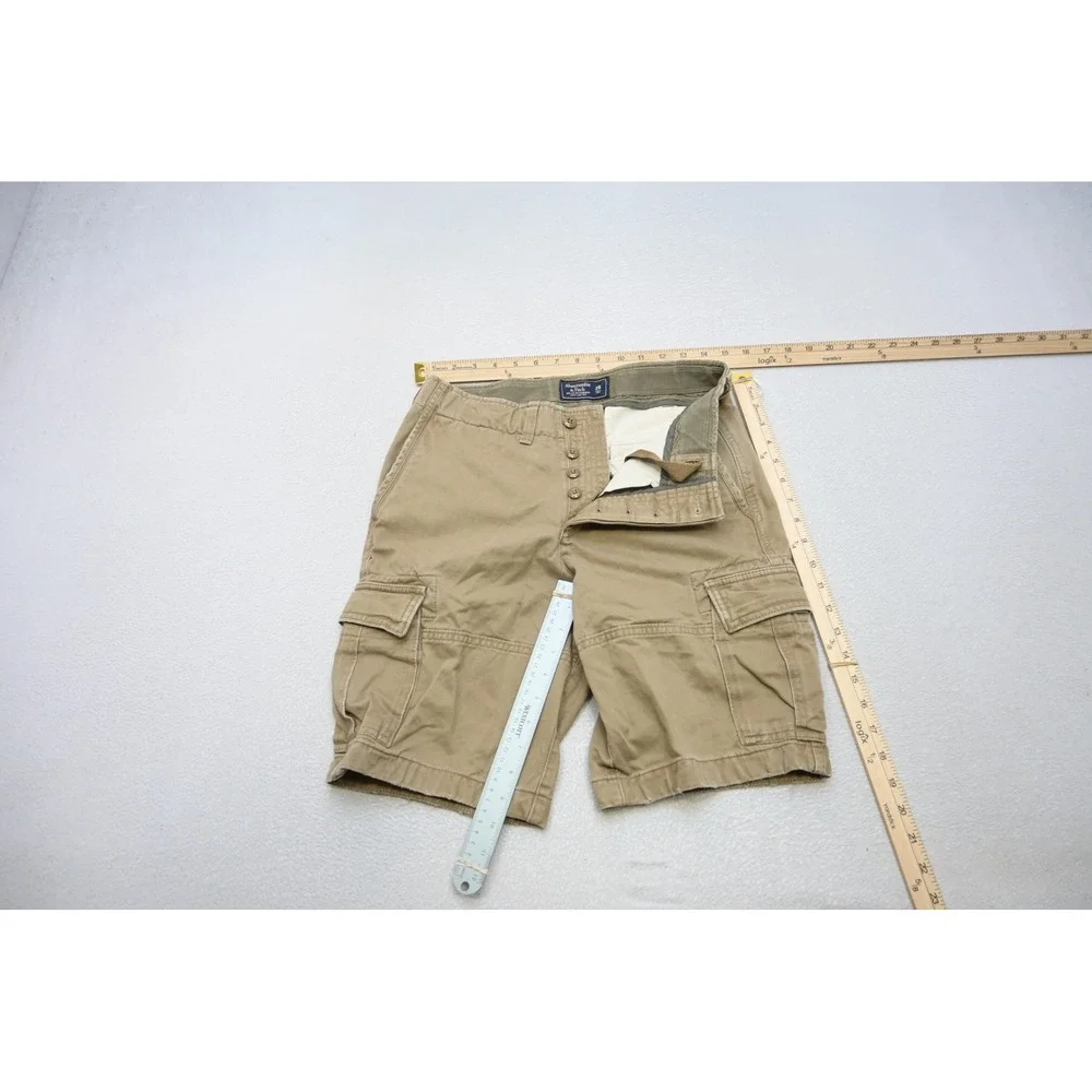 Abercrombie & Fitch Cargo Shorts Mens 28 Tan Khaki Button Fly Utility Rugged